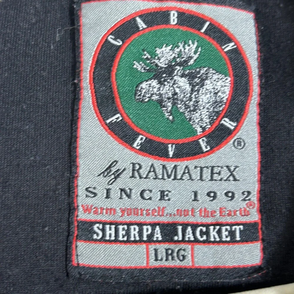 Cabin Fever Ramatex Sherpa Jacket Unisex Large Brown White Fleece Gorpcore Cozy
